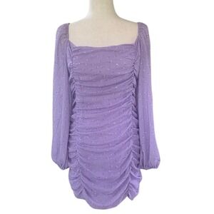 Nasty Gal Ditsy Floral Ruched Mini Dress US 8 Puff Sleeve Regencycore Y2K